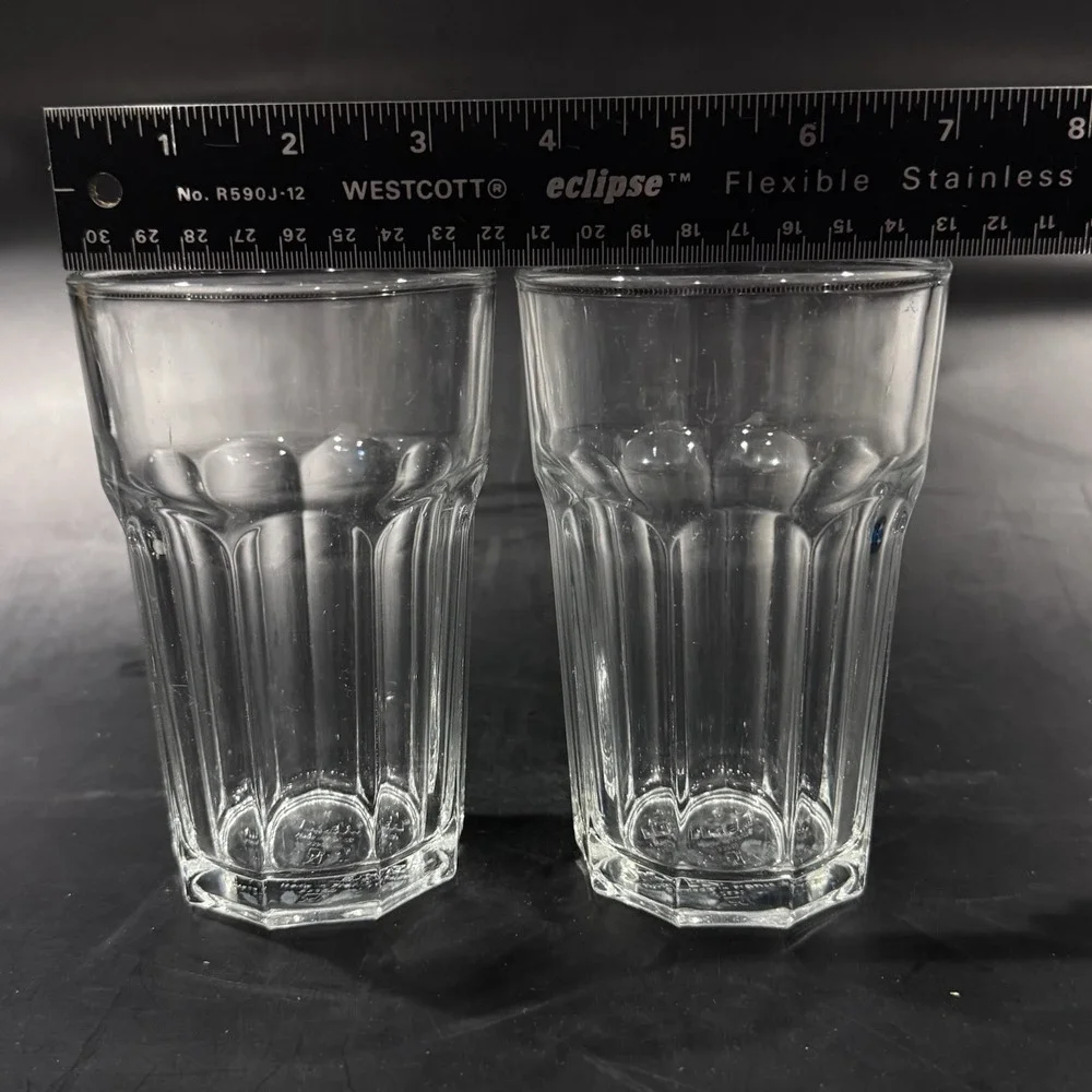 Ikea 12oz Pokal Clear Panel Glass Drinking Tumbler Pair Item No‎ 22950 France